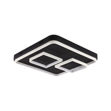 Square Acrylic Led Ceiling Light Fixture - 16.5/20.5/24.5 Wide Modern Semi Mount Warm/White Black