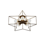 Stylish Star Cage Semi Flush Pendant Light With Metallic Shade - 5 Lights For Bedroom Ceiling