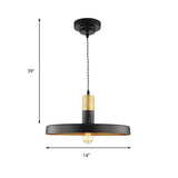 Contemporary Black Round Pendant Light With Metal Shade - Ideal For Dining Room Ceilings