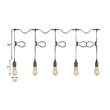 Bare Bulb Pendant Lighting- Industrial Black Metal Ceiling Light Fixture - Adjustable Cord