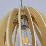 Modern Curved Wooden Pendant Light - 1-Light Beige Ceiling Fixture For Dining Room