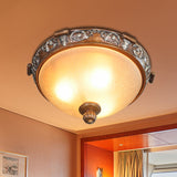 Opal Glass Dome Ceiling Light Retro Style With Carved Flower 3/5-Bulb Brown 16/19.5/21.5 Width / 16