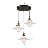 White Industrial Style Metal Pendant Light With 3 Conic Heads - Indoor Hanging Ceiling Fixture