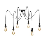 Industrial Style Black Metal Pendant Light - Swag Design 2/3/6 Lights Exposed Hanging Lamp For