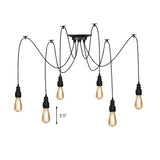 Industrial Style Black Metal Pendant Light - Swag Design 2/3/6 Lights Exposed Hanging Lamp For
