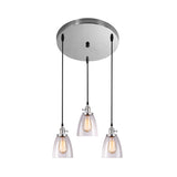 3-Light Industrial Conical Clear Glass Pendant Light Set In Chrome - Multiple Hanging Options