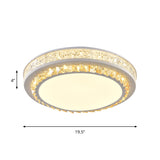 Modern Round Led Crystal Block Ceiling Lamp In White For Living Room
