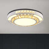 Modern Round Led Crystal Block Ceiling Lamp In White For Living Room / B