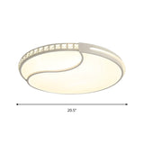 Modern White Cut Crystal Led Flush Mount Bedroom Light Fixture Circular Design Multiple Sizes