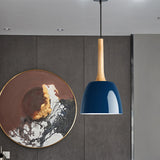 Modernist Metal Pendant Lighting: Yellow/Blue/Green Domed Hanging Ceiling Light For Dining Room Blue