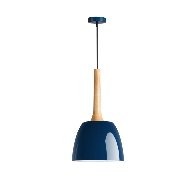Modernist Metal Pendant Lighting: Yellow/Blue/Green Domed Hanging Ceiling Light For Dining Room