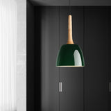 Modernist Metal Pendant Lighting: Yellow/Blue/Green Domed Hanging Ceiling Light For Dining Room