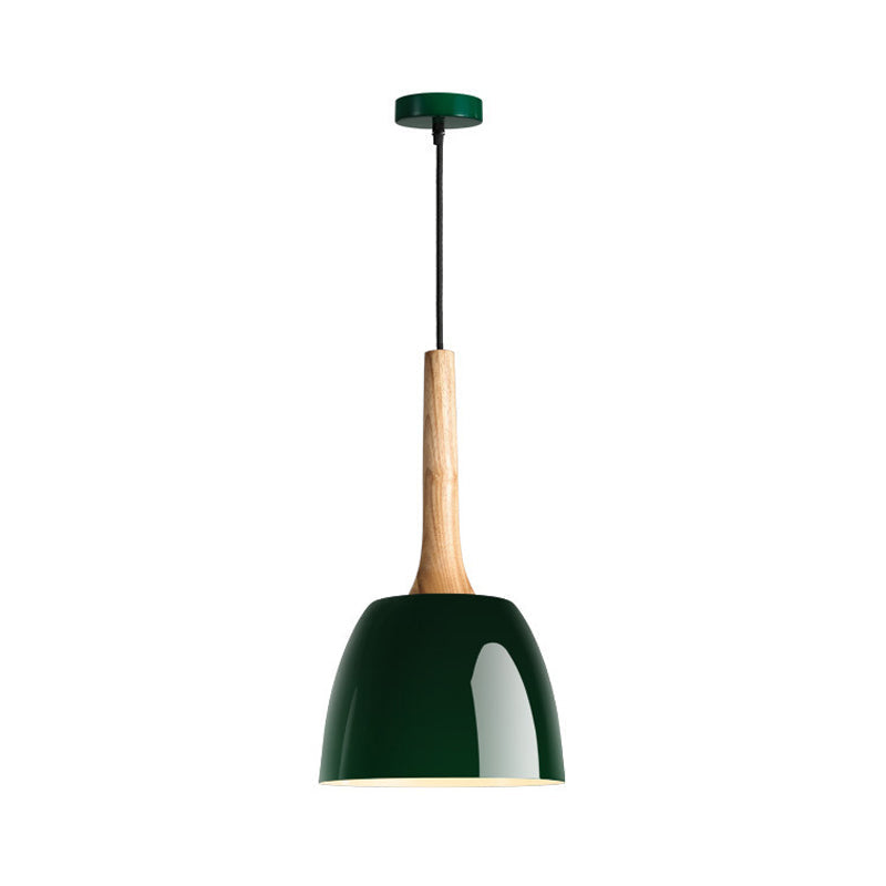 Modernist Metal Pendant Lighting: Yellow/Blue/Green Domed Hanging Ceiling Light For Dining Room