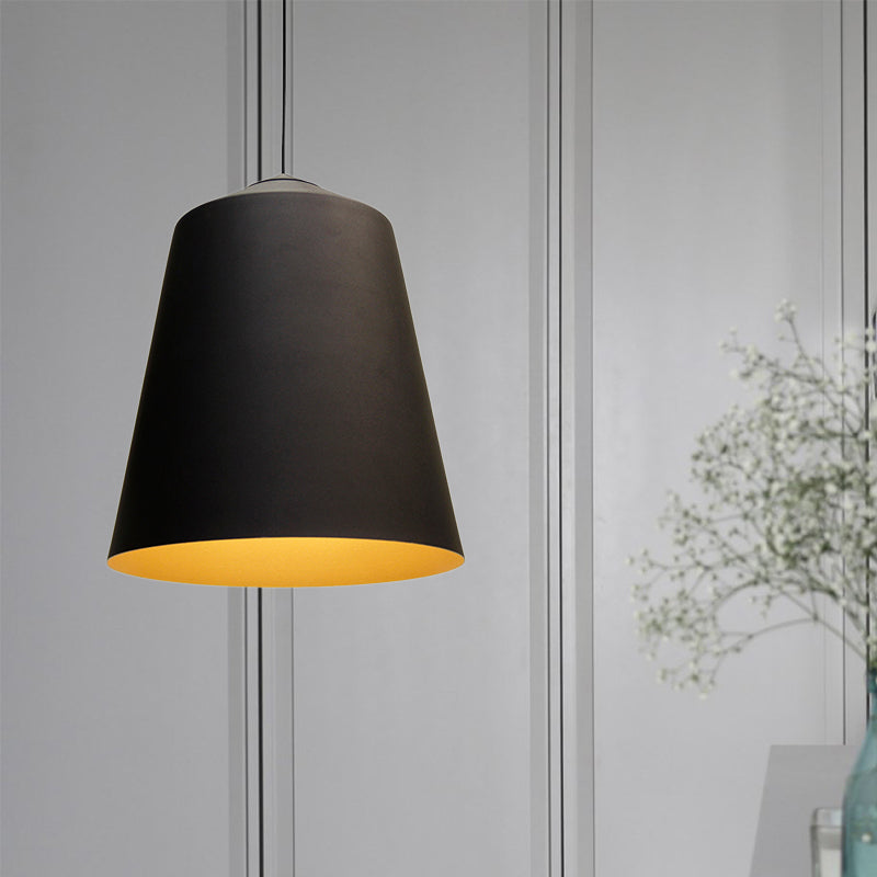 Retro Tapered Shade Pendant Lighting - 6/10.5/12.5 Width Metallic Hanging Ceiling Light: Black/White
