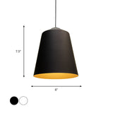 Retro Tapered Shade Pendant Lighting - 6/10.5/12.5 Width Metallic Hanging Ceiling Light: Black/White