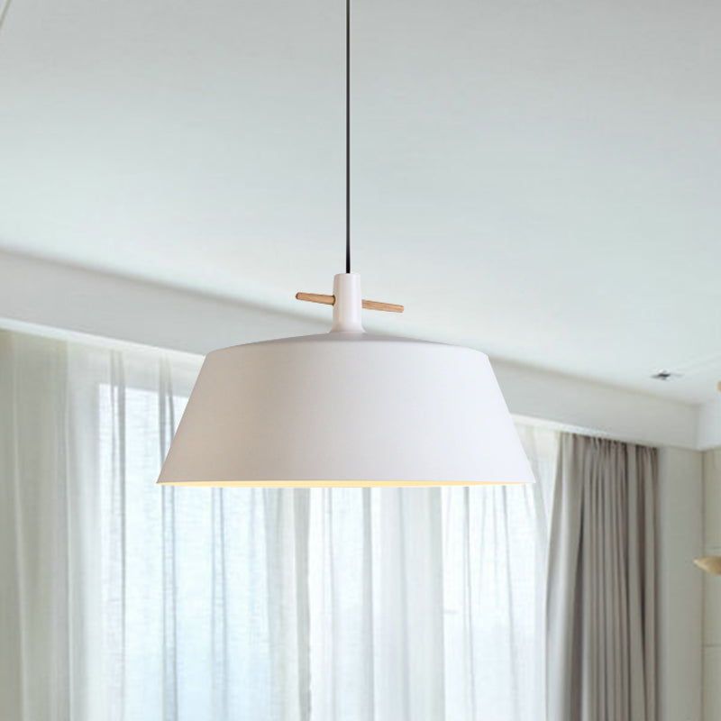 Contemporary Metallic Pendant Lamp With Shade - Black/White White / C