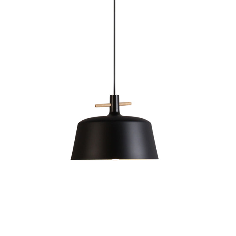 Contemporary Metallic Pendant Lamp With Shade - Black/White