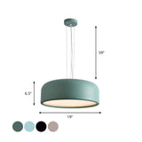 Metallic Restaurant Pendant Light Fixture - Khaki/Black Drum Shade With Macaron Style 1 Bulb