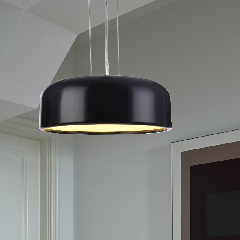Metallic Restaurant Pendant Light Fixture - Khaki/Black Drum Shade With Macaron Style 1 Bulb