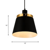 Modern Metallic Pendant Lamp With Black Barrel Shade - Stylish 1-Light Ceiling Light For Bedroom