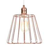 Modern Tapered Pendant Lighting: Rose Gold Metal Cage 1-Light Drop Ceiling Fixture