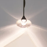 Contemporary Clear Crystal Mini Pendant Light For Bedroom With Half-Round Ornament