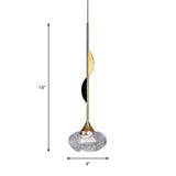 Contemporary Clear Crystal Mini Pendant Light For Bedroom With Half-Round Ornament
