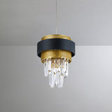 Modern Crystal Mini Pendant With Black And Gold Finish For Great Room Black-Gold