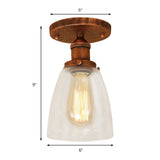 Industrial Clear Glass Conical Semi Flush Light For Foyer - Brass/Copper/Rust Ceiling Mount Fixture