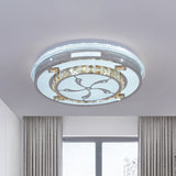 Contemporary Flushmount Ceiling Light With Led Crystals In White Heart/Floral/Circle Pattern