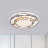 Contemporary Flushmount Ceiling Light With Led Crystals In White Heart/Floral/Circle Pattern