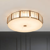 Contemporary Drum Crystal Flush Mount Lamp - 6/8 Bulbs Clear Rectangular-Cut Crystals 19.5/23.5 Wide