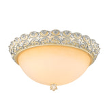 Semi-Globe Ceiling Lamp Rustic Style | 3 Heads Beige White Glass Flush Mount Light Fixture