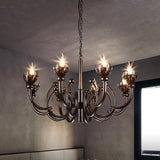 Adjustable Rustic 8-Light Chandelier With Industrial Candle Design
