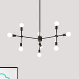 Industrial Metal Chandelier With Open Bulbs - 9/12 Lights In Black/Brass For Dining Room Pendant