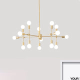 Industrial Metal Chandelier With Open Bulbs - 9/12 Lights In Black/Brass For Dining Room Pendant