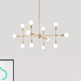 Industrial Metal Chandelier With Open Bulbs - 9/12 Lights In Black/Brass For Dining Room Pendant