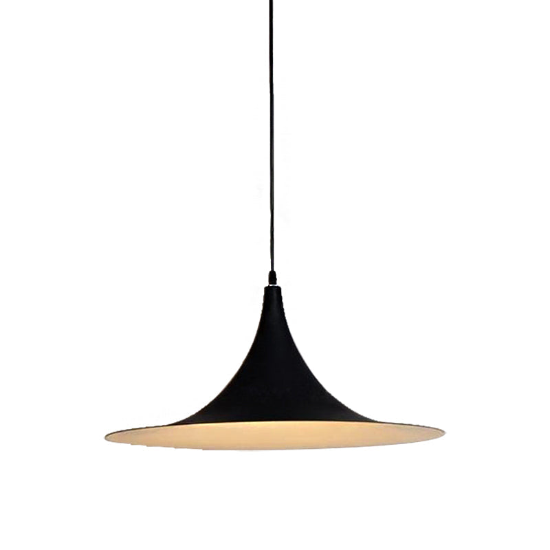 Contemporary Metallic Ceiling Light With Flared Shade - Bedroom Pendant Lighting In White/Black