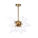 Sputnik Clear/Amber Glass Chandelier - Brass/Copper Finish 9/12/15 Bulbs Living Room Lighting