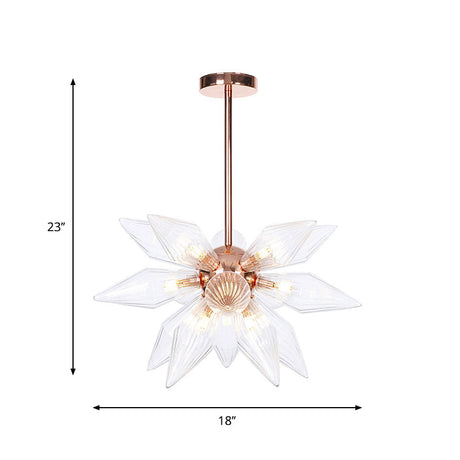 Sputnik Clear/Amber Glass Chandelier - Brass/Copper Finish 9/12/15 Bulbs Living Room Lighting