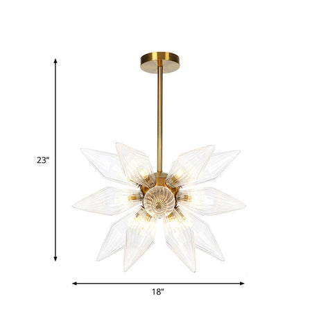 Sputnik Clear/Amber Glass Chandelier - Brass/Copper Finish 9/12/15 Bulbs Living Room Lighting
