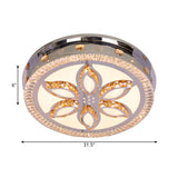 Contemporary Led Ceiling Lamp With Stainless-Steel Finish And Clear Crystal Blocks