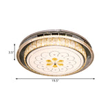 Modern Led Ceiling Lamp: Clear Crystal Circular Flushmount In Stainless-Steel