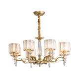 Contemporary Gold Crystal Chandelier - Crooked Arm Design 6/8 Bulbs Hanging Light Kit