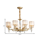 Contemporary Gold Crystal Chandelier - Crooked Arm Design 6/8 Bulbs Hanging Light Kit