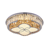 Modern Led Flush Mount Ceiling Light With Clear Cut Crystals And Stainless-Steel Design
