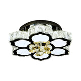 Modern Led Peach Flower Ceiling Lamp With Clear Crystal Blocks
