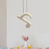 Musical Note Led Pendant Light - Stylish Stainless Steel Crystal Mini Lamp