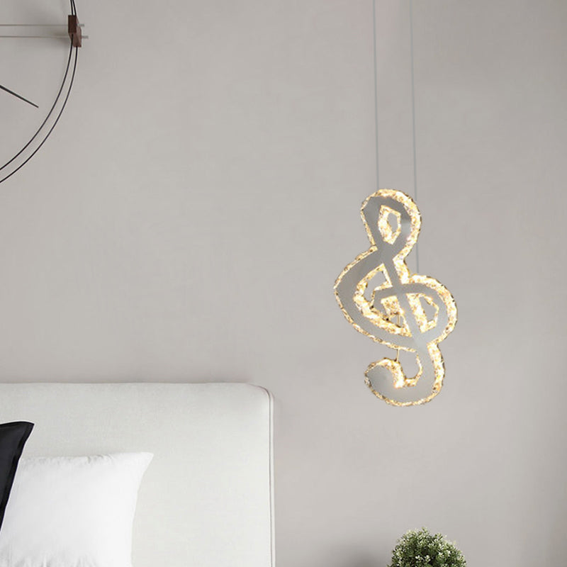 Musical Note Led Pendant Light - Stylish Stainless Steel Crystal Mini Lamp Stainless-Steel / A