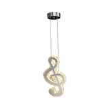 Musical Note Led Pendant Light - Stylish Stainless Steel Crystal Mini Lamp